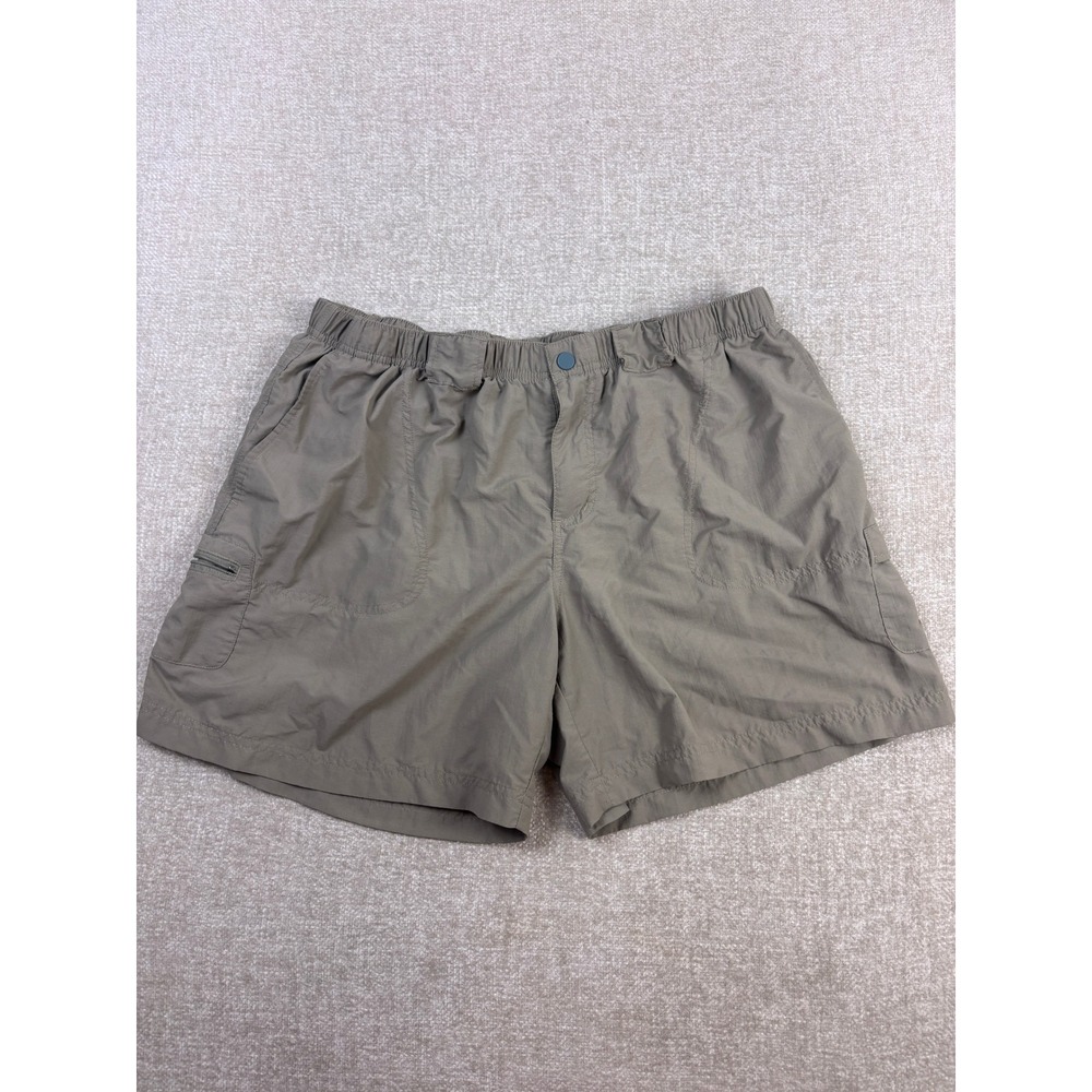 Columbia Womens Khaki Nylon Cargo Hiking Shorts XL Tan Elastic Waist Outdoor
